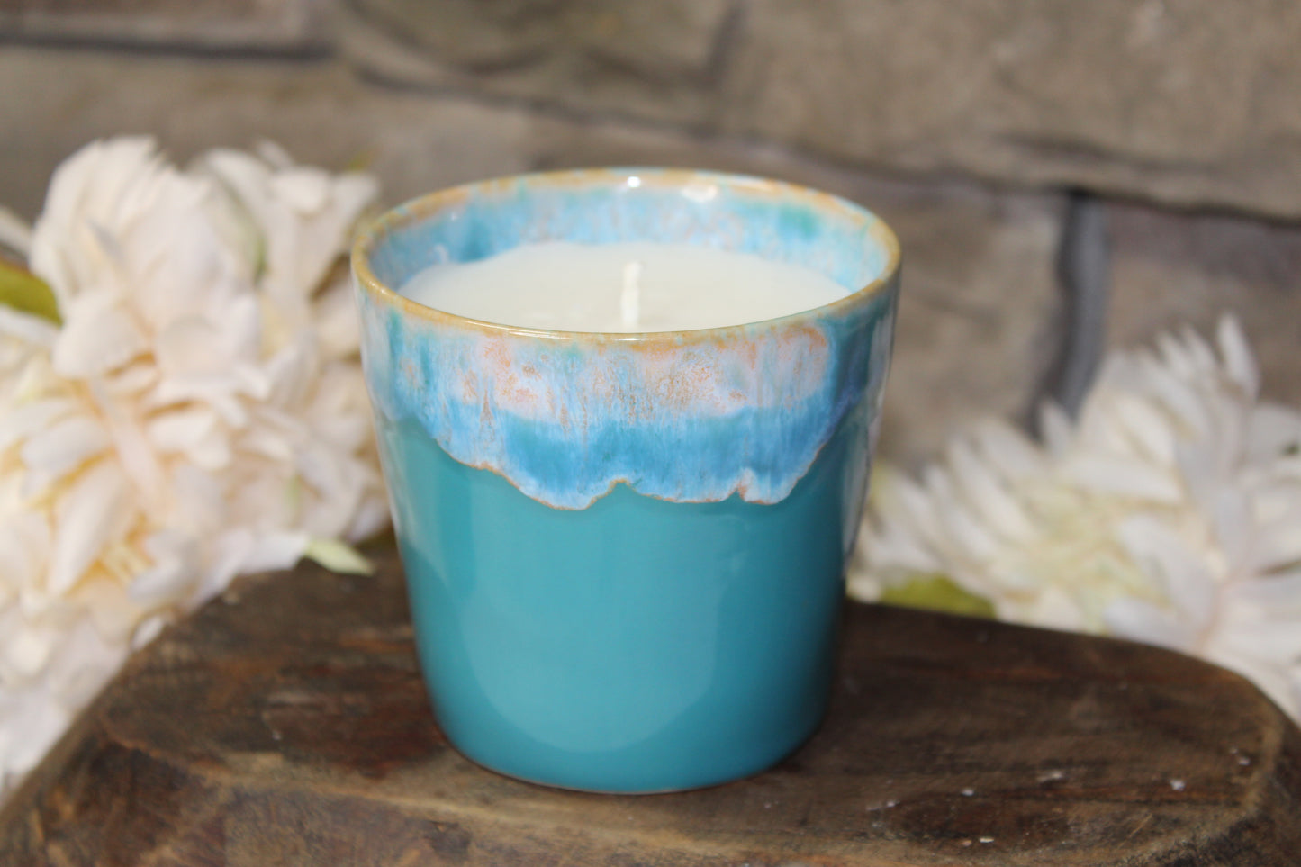 Coffee Cup Candle Turquoise